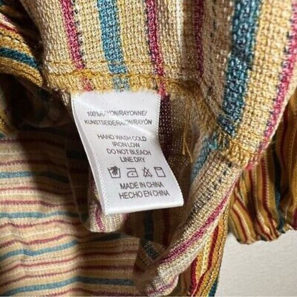 Isla Maude v neck striped bohemian tie front womens blouse size small - Picture 7 of 7